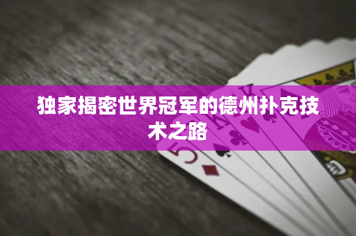 独家揭密世界冠军的德州扑克技术之路